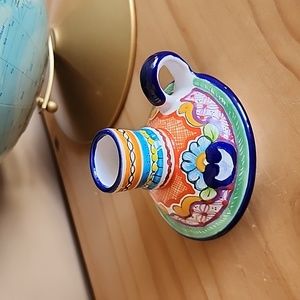 Talavera colorful Mexican pottery candle holder candlestick new